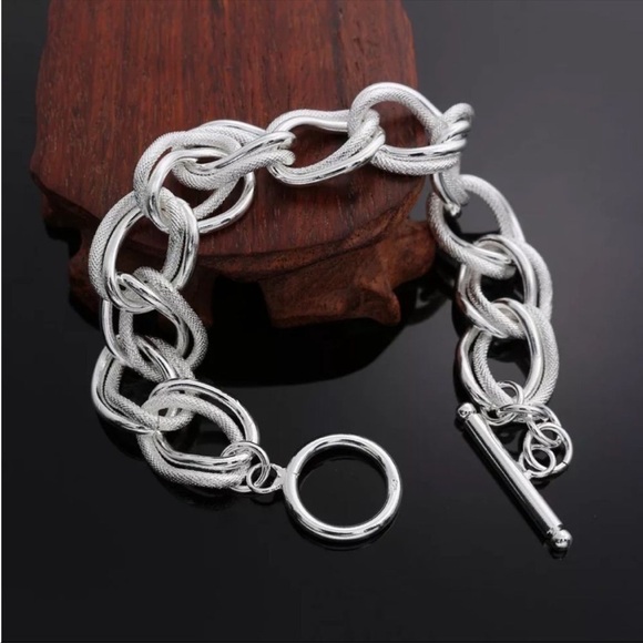 NEW Sterling Silver Double Link Textured Chain Bracelet HP🎉 - Picture 4 of 7